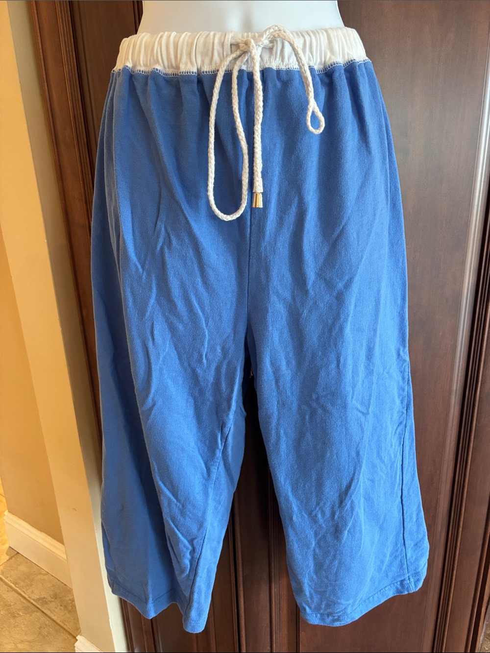 Women's Y2K-era Athletic Cotton Blue Drawstring Lounge Shorts